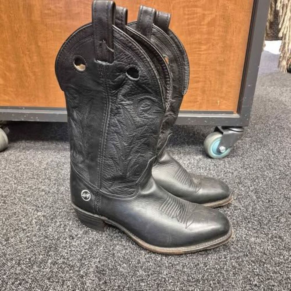 Double-H 1103 AG7 Bull Rider Black Leather Western Boots Size 8.5 EE